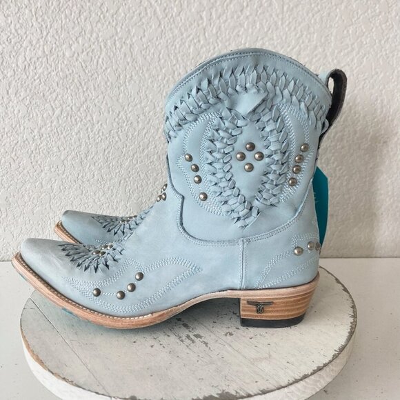 Lane COSSETTE Womens Cowboy Booties 8 Blue Cowgirl Western Boots Short Ankle - Picture 4 of 11